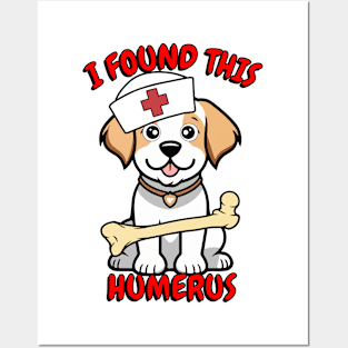 Funny happy dog is a nurse with a joke Posters and Art